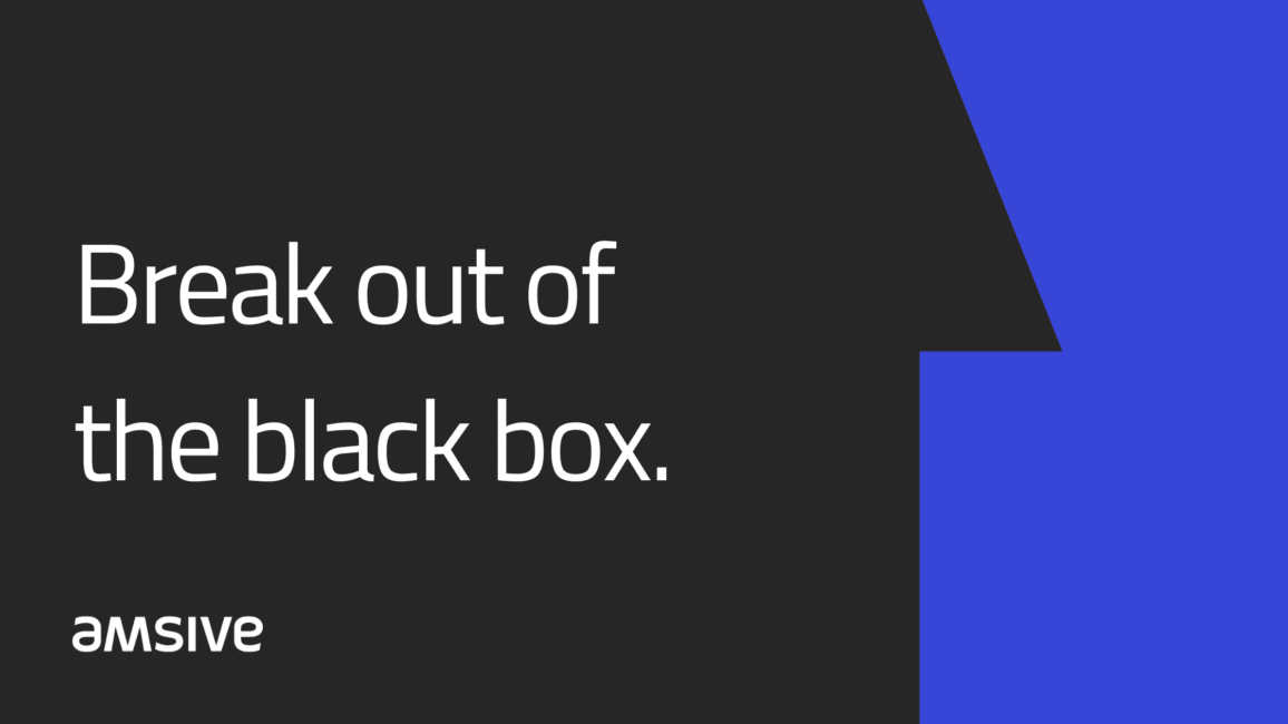 A graphic with the Amsive logo that includes the copy "Break out of the black box"